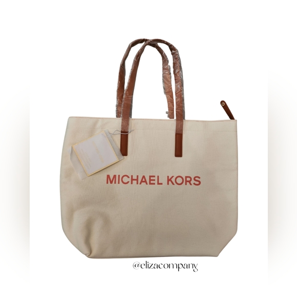 Michael Kors Handbags - Michael Kors Cream and Brown Tote Bag